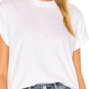 NWT anine bing white lili tee with logo